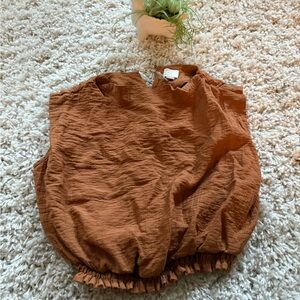 A New Day boho unique paper bag Orange and brown cotton crop top